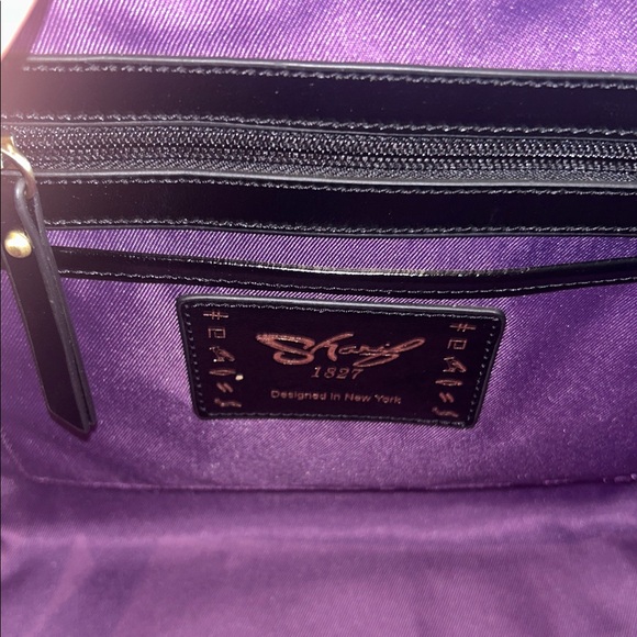 Sharif Wearable Art Pink Floral & Gear Design Leather Satchel 15”x 11”x 4” NWOT - Picture 5 of 8